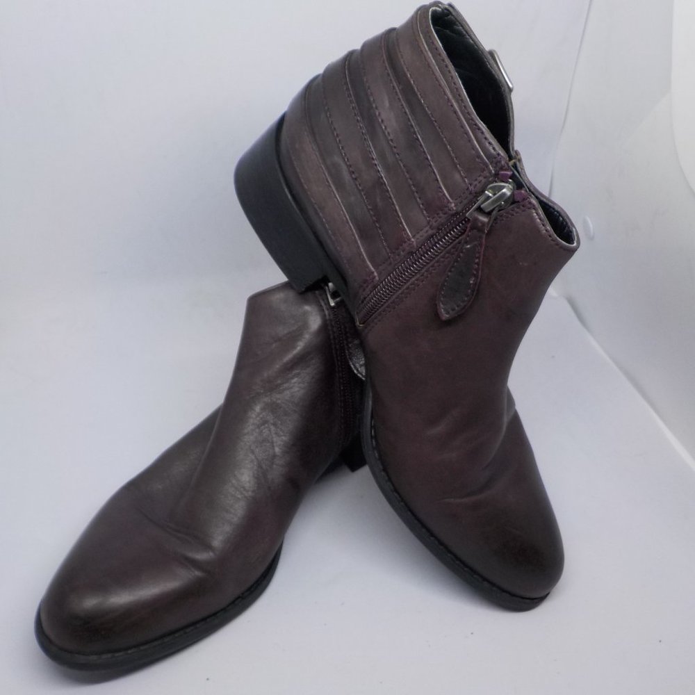 Franco Sarto Brown 4 side Buckles Leather Ankle Boots 7.5